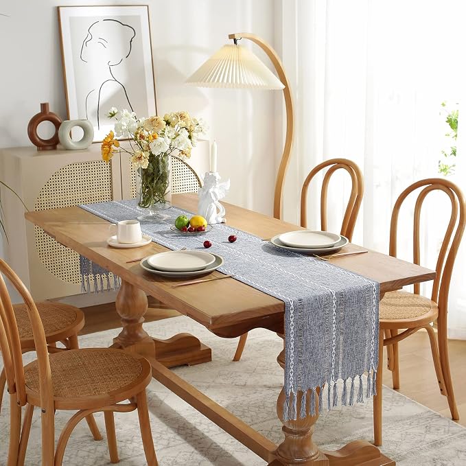 Rustic Boho Table Runner, Farmhouse Table Runners 90 Inches Long - Image 3