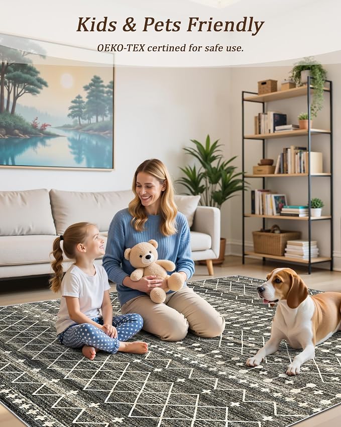 Miukiki 4x6 Area Rug for Living Room Moroccan Washable Rugs Non Slip Indoor - Image 6