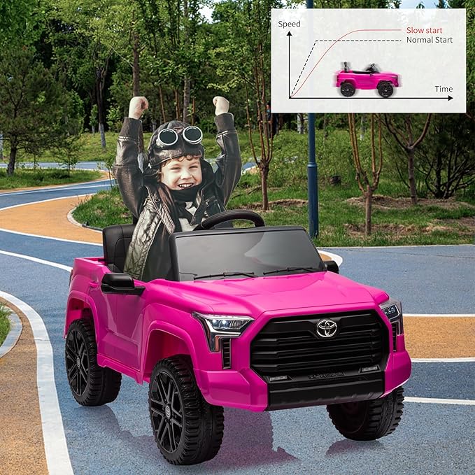 Electric Car for Kids, Licensed Toyota Tundra 12V Electric Truck, Off-Road Kids Car w/Remote, Spring Suspension & 3 Speeds, LED Headlights, Ride-On Toys for Boys/Girls