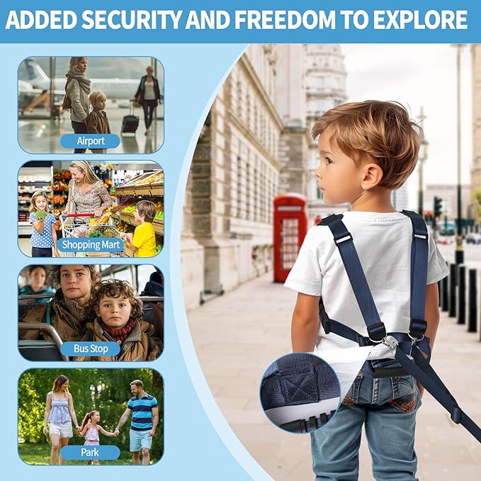 2025 New Safety Harness for Autism and Special Needs Child (3-6 yrs), Anti-Elopement Vest Harness with Light Reflector and Grab Handle for Active, Autistic ADHD Kids,Adjustable Tether Leash with Pouch
