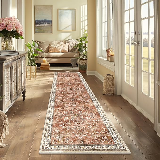 Yamaziot Washable Runner Rug 2x10 – Non Slip Boho Floral Hallway Runner Rug - Image 7