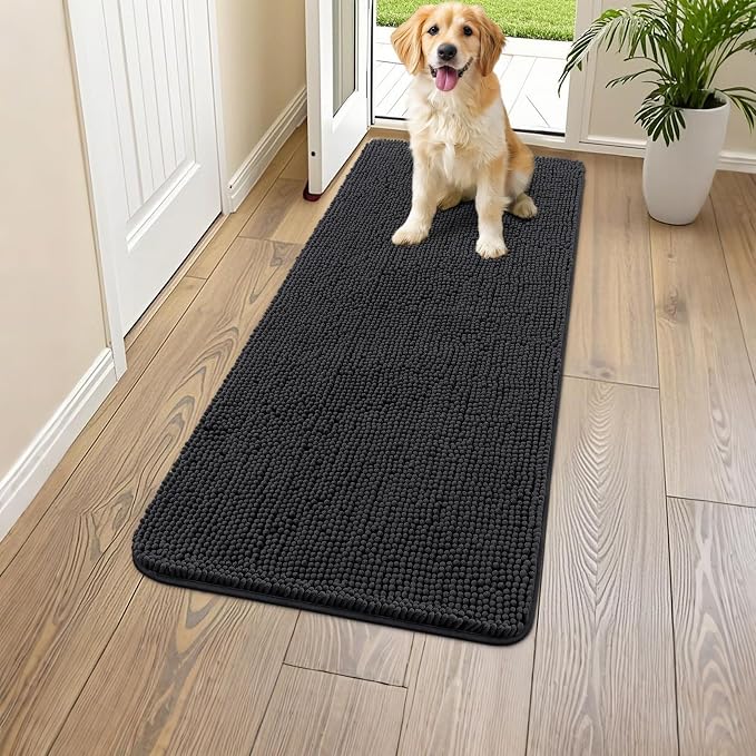 Smiry Dog Door Mat for Muddy Paws 47x17, Absorbent Dirt Trapper, Non-Slip by Smiry
