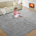 Rugs for Living Room 6x9 Light Grey, Large Big Fluffy Shag Fuzzy Plush Soft by Fairblink