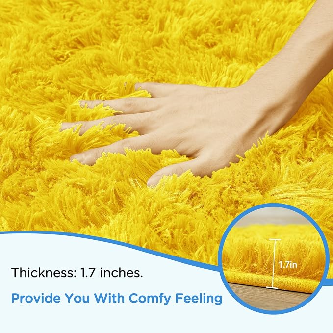 8x10 Yellow Area Rugs for Living Room, Large Fluffy Shag Rug for Bedroom Nursery - Image 5