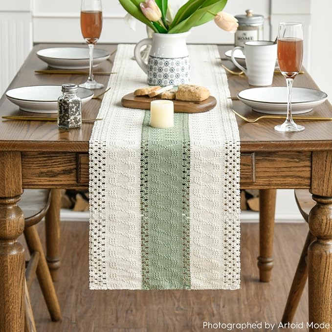 Artoid Mode Light Green Farmhouse Rustic Table Runner 12x36 Inch | Seasonal - Image 2