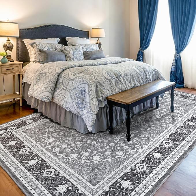 Lessymo 6x9 Bedroom Area Rugs- Machine Washable Area Rugs, Super Soft Faux-Wool by Lessymo