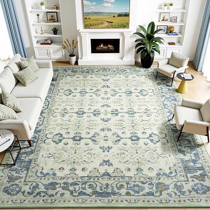 Lessymo Washable Area Rug for Living Room, 9x12 Large Rugs by Lessymo