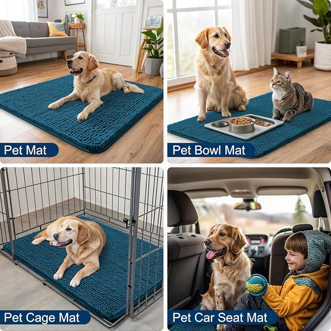Smiry Dog Door Mat for Muddy Paws 47x20, Absorbent Dirt Trapper, Non-Slip - Image 6