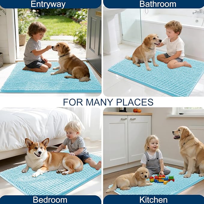 OLANLY Dog Door Mat for Muddy Paws 44x24, Ultra Absorbent Chenille Mud Doormat - Image 8