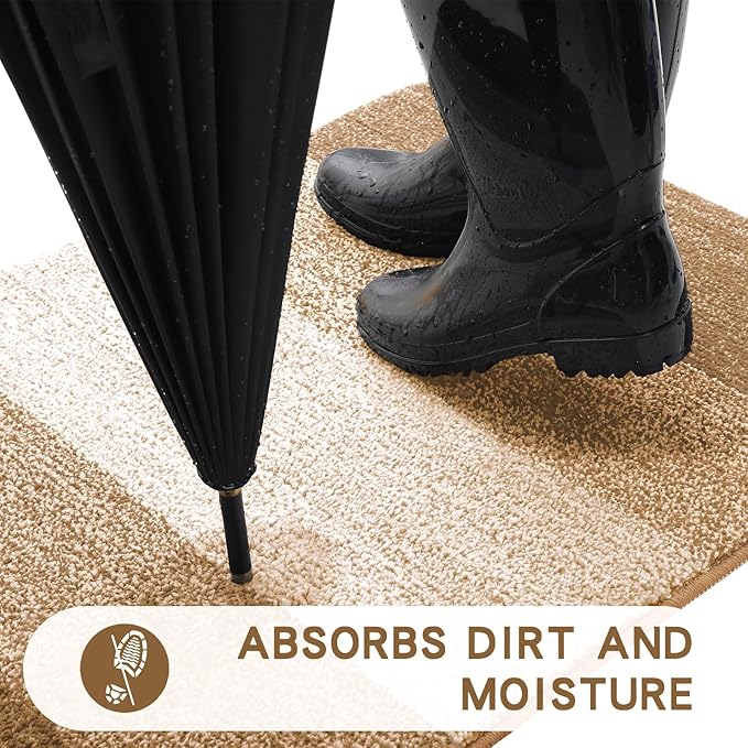 Kitinjoy Indoor Outdoor Door Mat, 34x21 Non-Slip Absorbent Dirt Trapper - Image 2