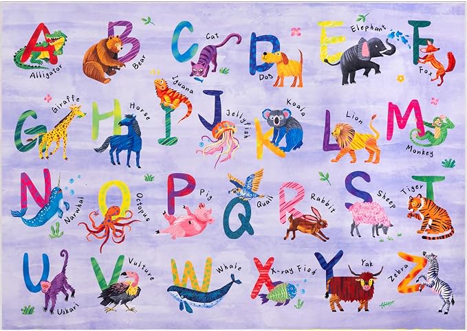 4x6 ABC Classroom Rug for Kids Playroom, Alphabet Rug - Image 4