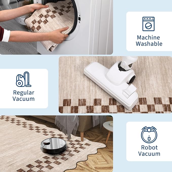 GarveeHome Scalloped Round Rug 4ft Modern Solid Color Circle Rugs Non Slip Low - Image 6