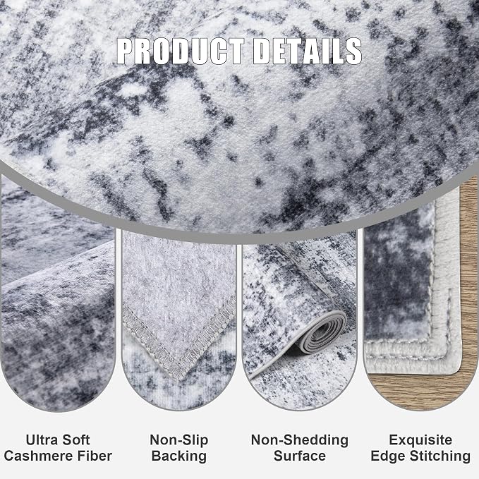 Washable Area Rug 3x8 Entryway Rug: Washable Modern Abstract Soft Thin Rug - Image 6