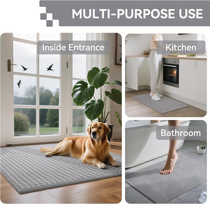 Front Door Mat 17''x30'', Absorbent Dirt Resist Washable Non Slip Low-Profile - Image 9