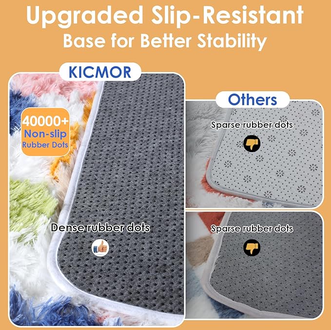 KICMOR Rugs for Living Room 5x7, Fluffy Soft Colorful Checkered Shag Area Rug - Image 4