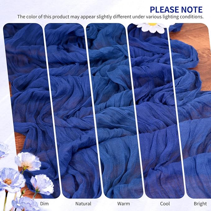 30 Pack Cheesecloth Table Runner 10FT Royal Blue Table Runner Boho Gauze Cheese - Image 7