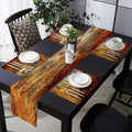 Brown Rust Table Runner and Place Mats Set of 6 Abstract Colorful Metal Steel by TQFZP