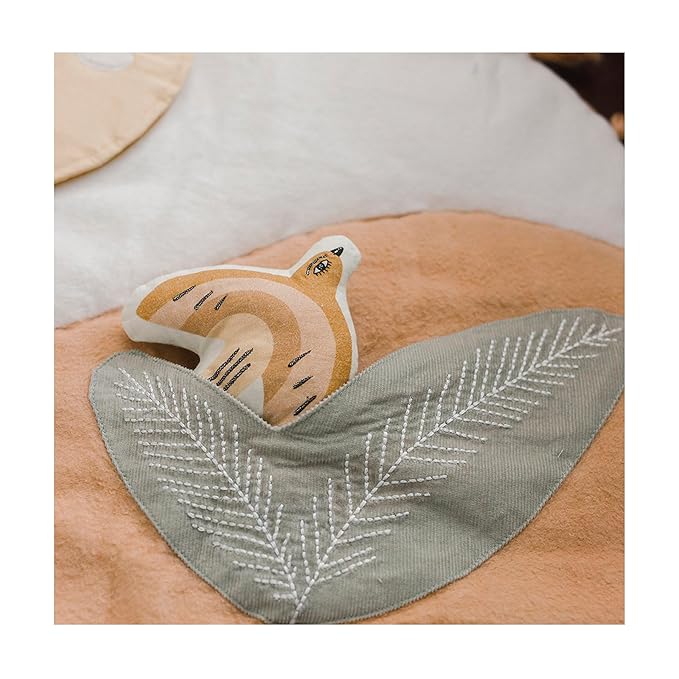 Crane Baby Activity Mat with Interactive Toys, Safari Zoo Themed Tummy Time Floor Mat, 36x36 Quilted Cotton Playmat, Infant Development Toys, Playmats for Newborn