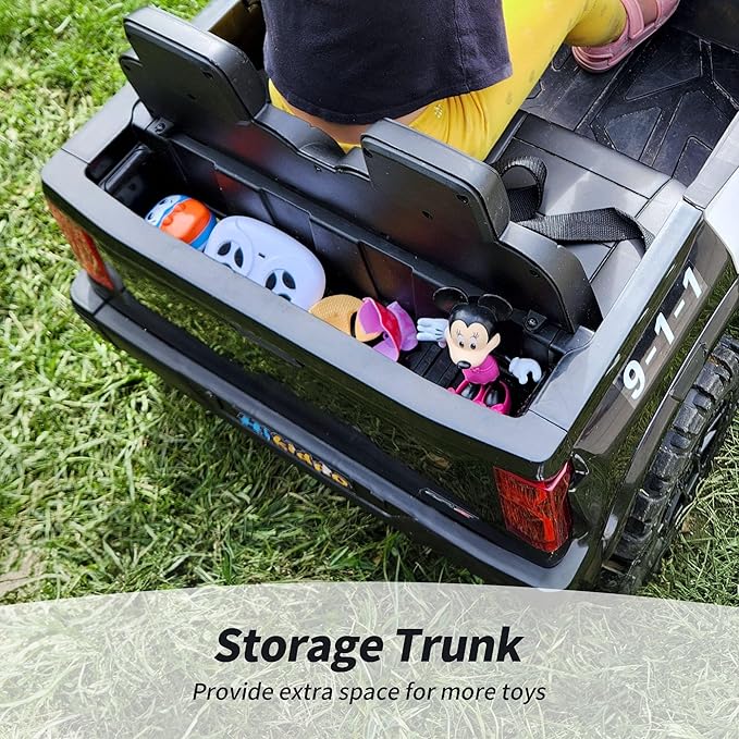 24V 10Ah Electric Police Car Ride on Toy for Big Kids, 4WD 2 Seater Kids Ride on Car SUV w/Remote Control, 4x200W Motors - Black