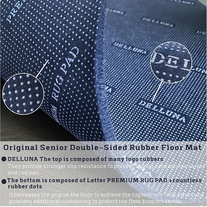 DELLUNA Non-Slip Area Rug Pad 2'x3', 3/8" Thick Double Side Rubber + Felt - Image 4