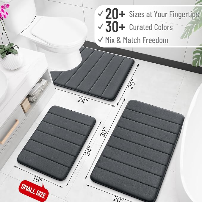 OLANLY Memory Foam Bath Mat 44x32, Super Soft Absorbent Bathroom Rugs, Quick Dry - Image 2