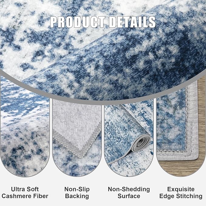 6x6 Area Rug Living Room Rug: Washable Modern Abstract Soft Thin Rug Indoor - Image 6