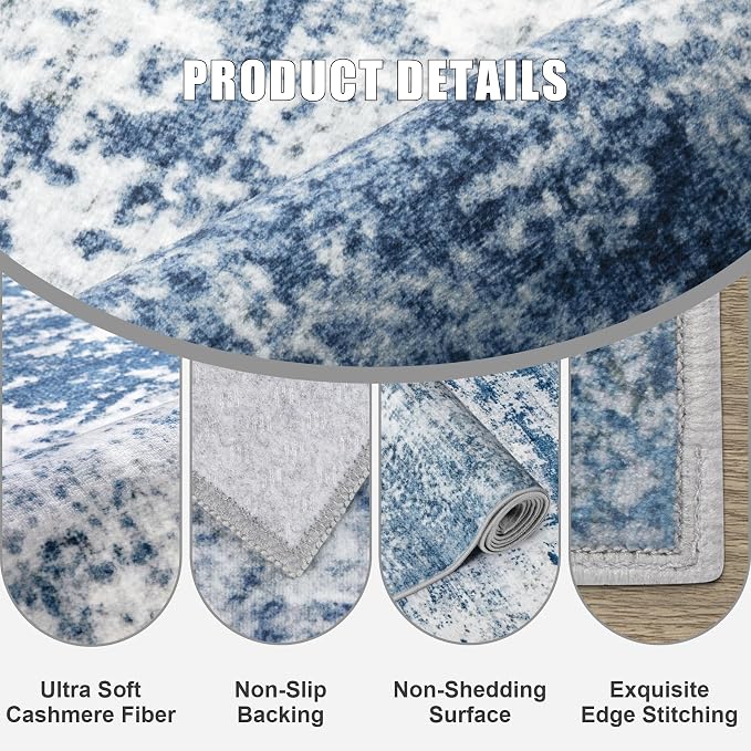 Washable Area Rug 3x8 Entryway Rug: Washable Modern Abstract Soft Thin Rug - Image 6