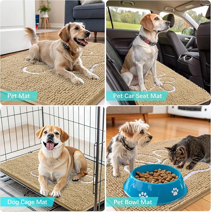OLANLY Dog Door Mat for Muddy Paws 44x24, Paw Print Design, Absorbs Moisture - Image 7