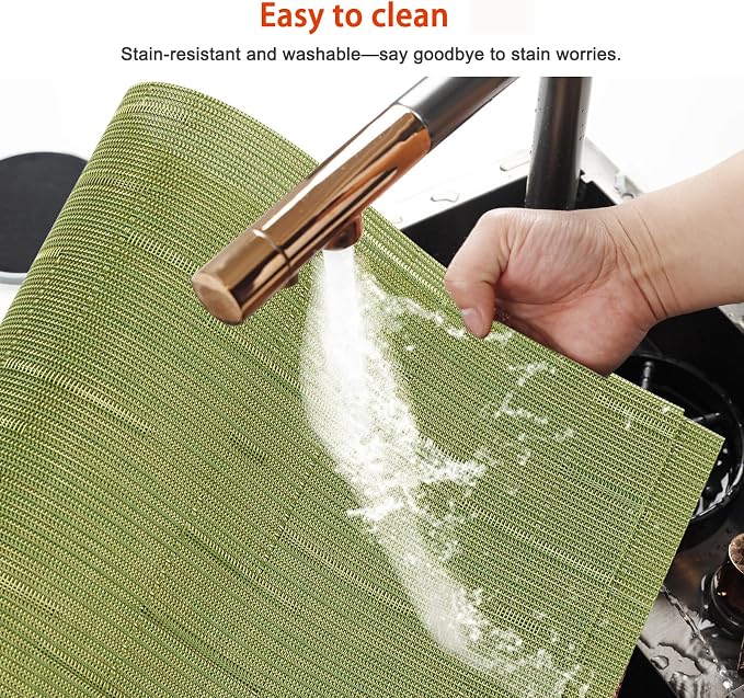 Placemats Set of 6, Vinyl PVC Heat Resistant Washable Placemats Set, Non Slip - Image 4