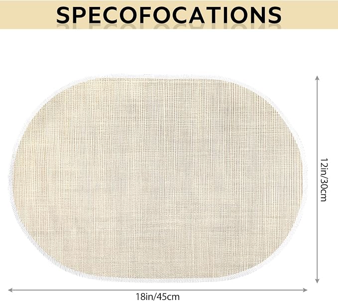 Beige Placemats Set of 4, 12x18 Inch Oval Washable Place Mats Easy to Clean - Image 3
