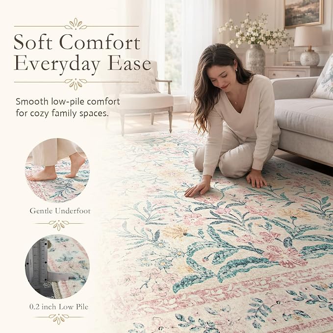 Wonnitar Washable Round Rugs 6ft, Boho Soft Ultra-Thin Circular Carpets - Image 5