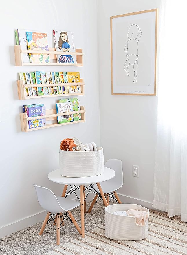 OrganiHaus Set of 3 White Woven Baskets for Organizing | Cotton Rope Basket for Decor | Shoe Basket Organizers & Storage | Decorative Storage Baskets & Bins | Cute Storage Basket for Toys & Cloths