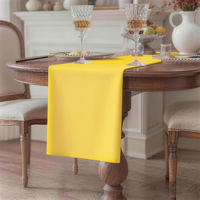 Yellow Table Runner, Waterproof Washable Runners 48 Inches Long | Reusable - Image 2