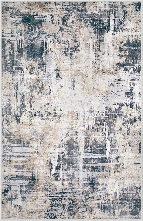 Area Rugs 8x10 Living Room: Washable Rug Modern Abstract Large Rugs Soft Non - Image 8