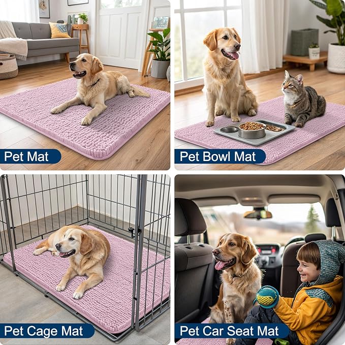 Smiry Dog Door Mat for Muddy Paws 47x32, Absorbent Dirt Trapper, Non-Slip - Image 6
