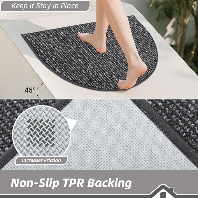 BEQHAUSE Dirt Trapper Door Mat 24" x 36" Half Circle Non-Slip Washable Doormats - Image 4