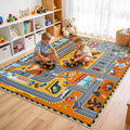 Kids Room Rug 5x7 Ft, Washable Soft Construction Site Road Map Rug, Non-Slip by Quntue