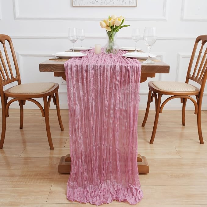 Asee'm 6pcs Pink Cheesecloth Table Runner Summer 10FT Gauze Sheer Rustic | Boho - Image 6