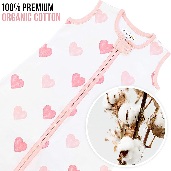 Mama Cheetah Baby Sleep Sack 0.5 TOG, Organic Cotton Baby Wearable Blanket with Two-Way Zipper, Swaddle Transition Baby Sleeping Bag for Newborn Infant Toddler Boy Girl, 0-6 Months