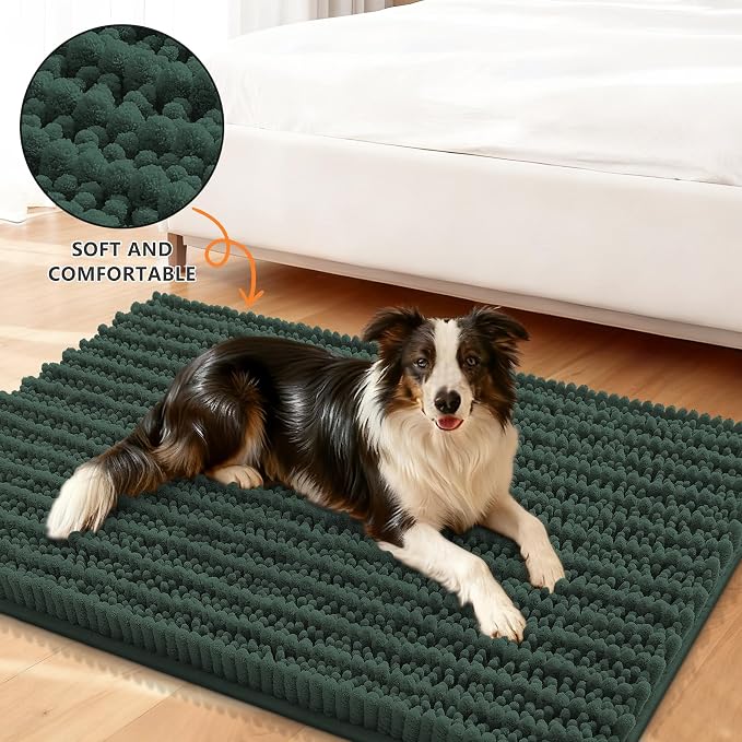 Smiry Dog Door Mat for Muddy Paws 24x16, Absorbent Dirt Trapper, Non-Slip - Image 2