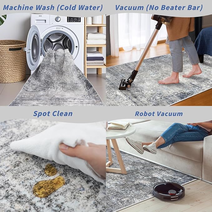 4x5 Washable Entryway Rug – Non-Slip Modern Abstract Indoor Area Rug - Image 7