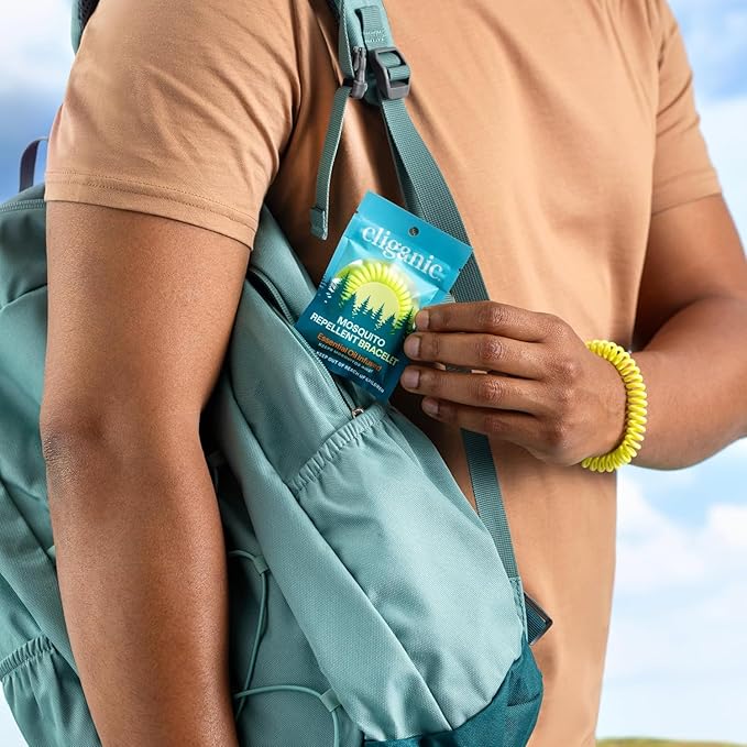 Cliganic 20 Pack Mosquito Repellent Bracelets for Adults & Kids - Natural DEET-Free Bands, Individually Wrapped