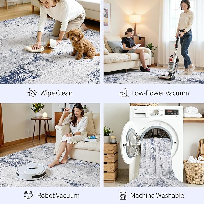 Area Rugs 10x14 Living Room: Large Modern Abstract Washable Rug Soft Anti-Skid - Image 5