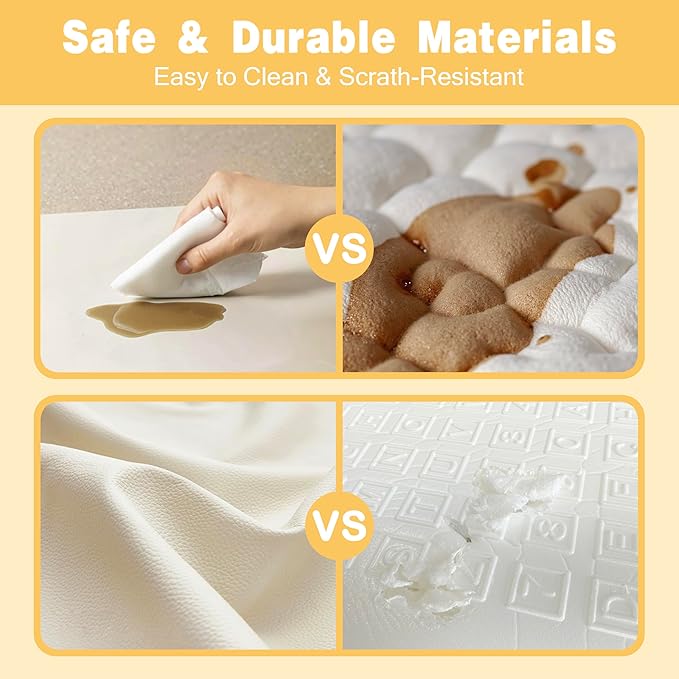 Padded 71" ×59" Large Baby Play Mat for Floor, 1.3" Thick Foam Mat with Soft Vegan Leather, Baby Tummy Time Playmat for Safe Play Area, Non-Slip Bottom, Fits 71" x59" Playpens