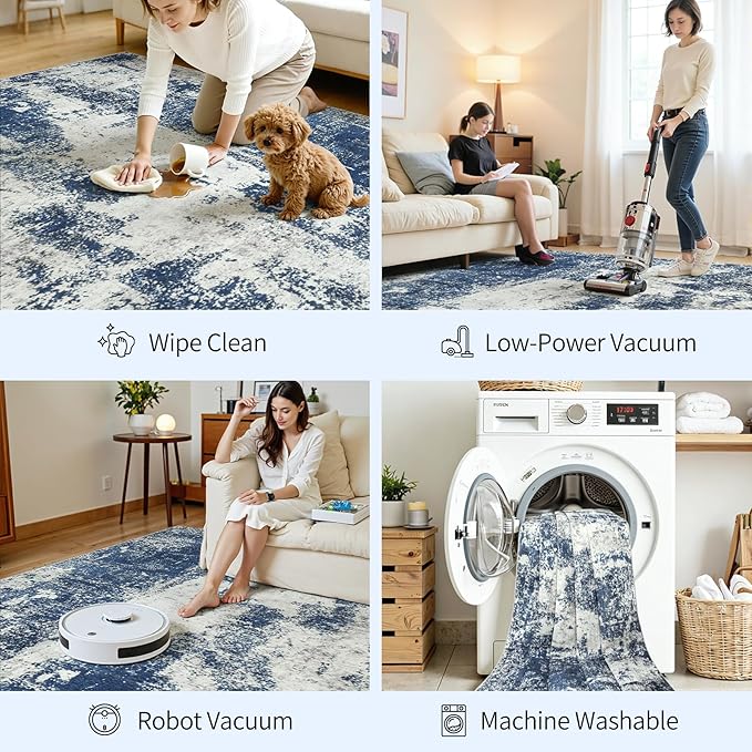 Area Rugs 6x9 Living Room: Large Soft Washable Rug Modern Abstract Anti-Skid - Image 6
