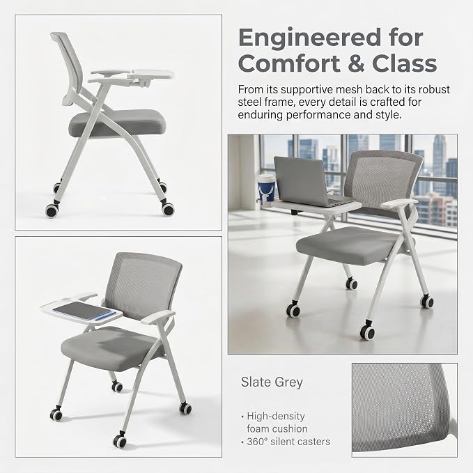 12 Pack Foldable Office Training Chairs - Image 4