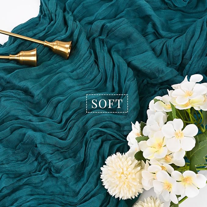 Teal Cheesecloth Table Runner 10FT Runner - Image 4