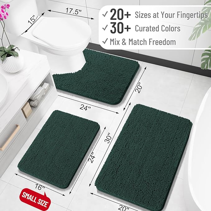 OLANLY Large Bathroom Rugs 40x24, Soft Absorbent Chenille Bath Rugs, Rubber - Image 2