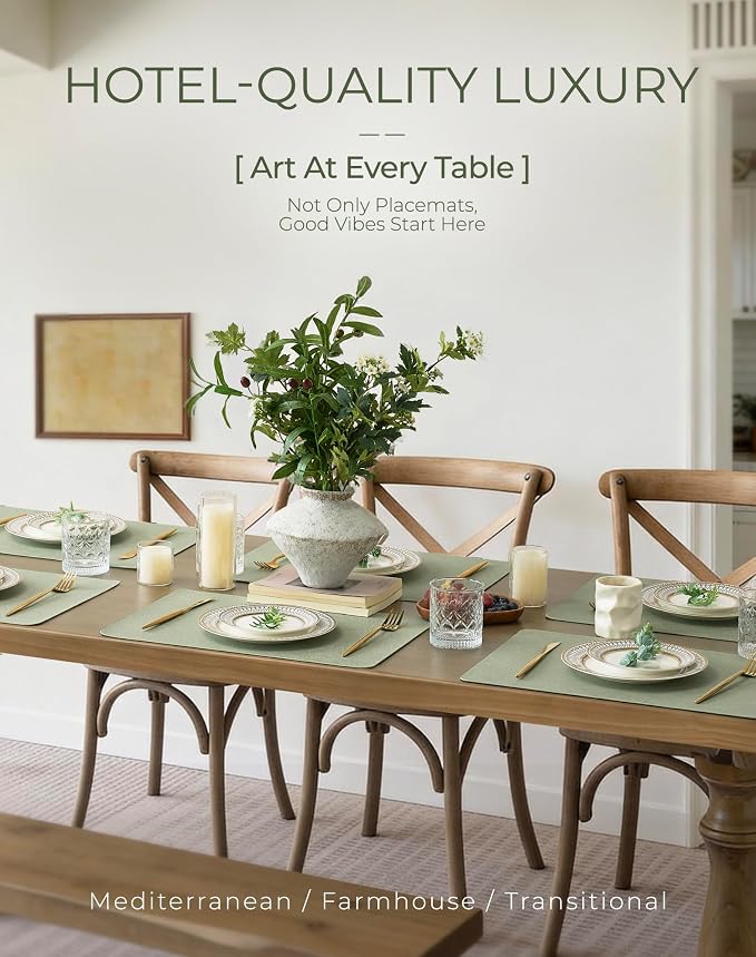 Leetaltree Reversible Faux Leather Placemats Set of 6, 12x17 Inch, Heat - Image 2