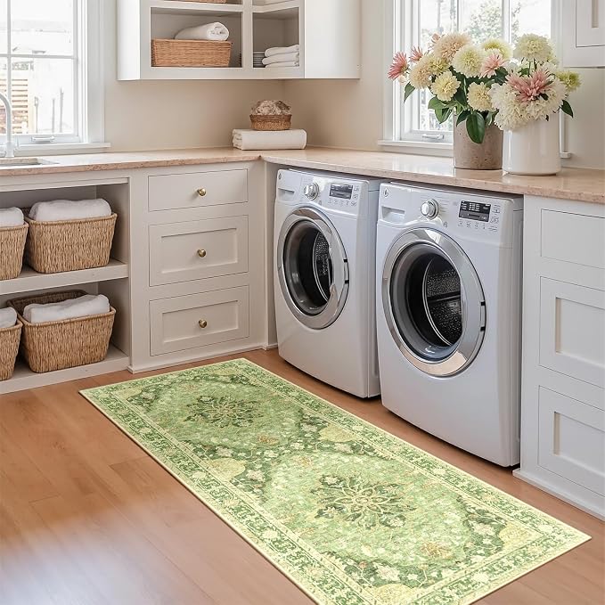 RELEANY Area Rugs Runner 2'x5' Washable Non-Slip, Floral Vintage Distress - Image 3